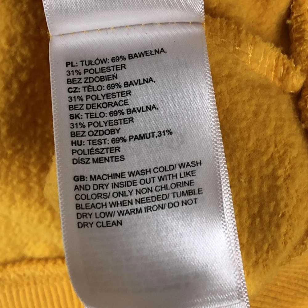 The North Face Hoodie Mens Large Yellow Graphic Fleece Pullover Back Logo